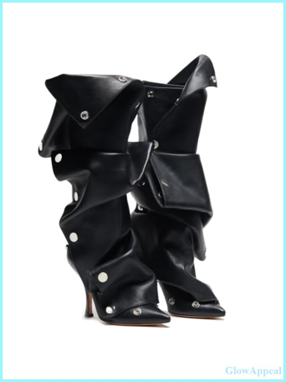 Women's Knee High Stiletto Boots Pointed Toe Wide Calf Ruched Slouchy